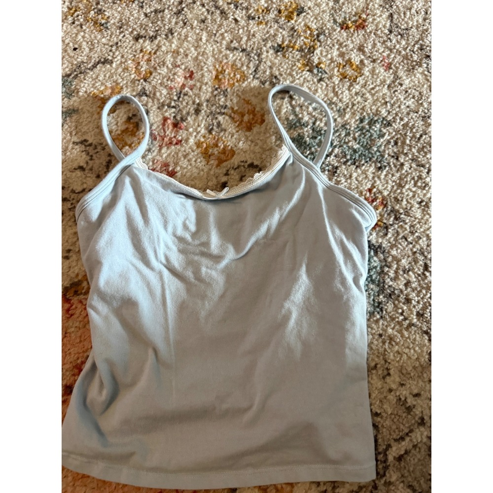 Weekend Academy Girls Light Blue Lace Trim Cami with Shelf Bra Size L
